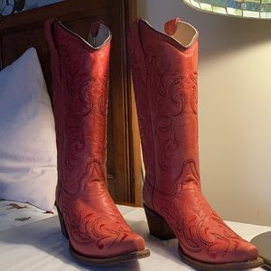 CORRAL Boots, Red Leather with Black Stitching, Brand New in Box. Never worn.
